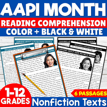 Preview of AAPI Heritage Month Reading Comprehension Passages Asian American Reading Bundle