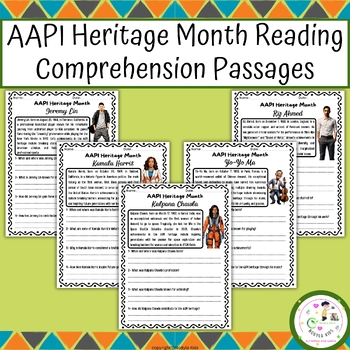 Preview of AAPI Heritage Month Reading Comprehension Passages | 25 Famous Characters
