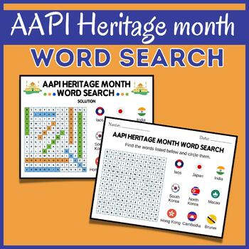 Preview of AAPI Heritage Month Word Search Puzzles | Countries Word Search Puzzle Game