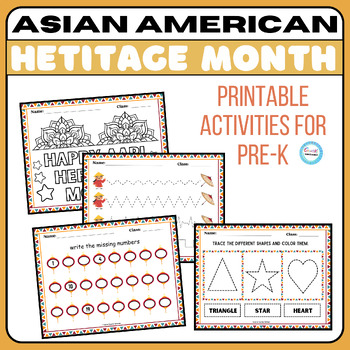 Preview of AAPI Printable Activities prek k&1st grade,Coloring page,Tracing lines,Hat craft