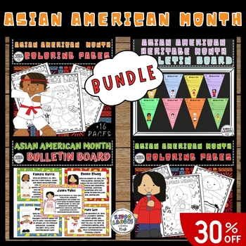 Preview of AAPI Spring Heritage Month Bulletin Board,Coloring Pages,BiographyPoster Bundle