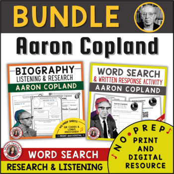 Preview of AARON COPLAND BUNDLE of Music Listening Worksheets and Research Activities
