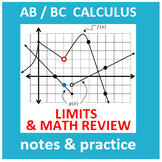 Calculus:  1 - Limits & Algebra Review (Notes, Homework, P