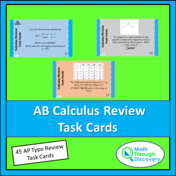 Preview of AB Calculus Review Task Cards