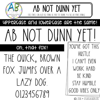 Preview of AB Fonts | Not DUNN Yet | Inspired Font