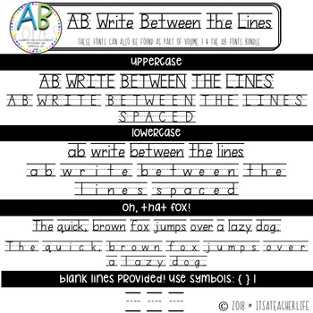 Preview of AB Fonts | Write Between the Lines Font