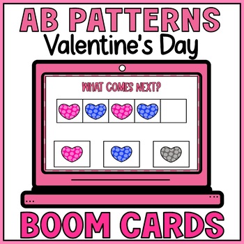Preview of Valentines Day Patterns ABAB Math Boom Cards | Sequence Colors PreK Kindergarten