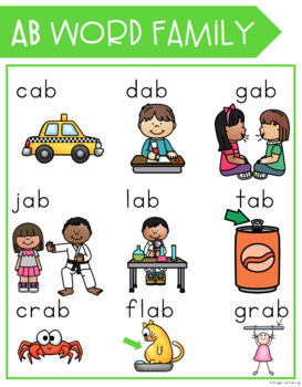 ab word family activities and worksheets no prep by ginger lettering