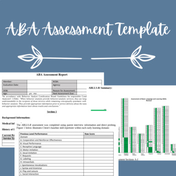 Preview of ABA Assessment (ABLLS-R) Template