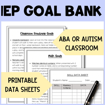 Preview of IEP Goal Bank - ABA, Autism, Special Education Classroom - IEP Goal Tracking