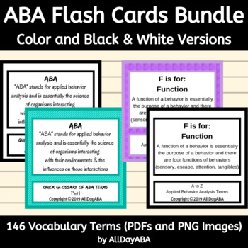 Preview of ABA Vocabulary Flash Cards Bundle with Applied Behavior Analysis Terminology