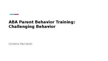 Preview of ABA Parent Training: Challenging Behavior