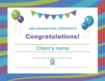 ABA Therapy Graduation Certificate by VIVE ABA LIFE TpT