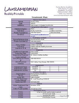 Preview of ABA Treatment Plan Example Sample Template Word Doc