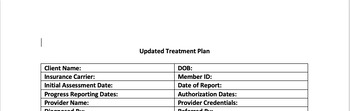 Preview of ABA Updated Treatment Plan Template