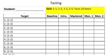 Preview of ABA/Verbal Behavior Skill Tracking Sheets - Tacting
