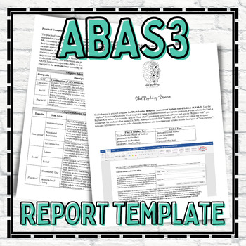 Preview of ABAS Report Template School Psychology Special Education Assessment Evaluation