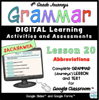 Preview of ABBREVIATIONS Practice Activities & Quiz Packet (Lesson 20) 4th Grade Journeys  