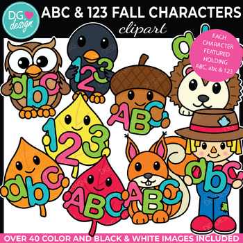 Preview of ABC & 123 Fall Clipart | Fall Clipart | Holding Letters and Numbers