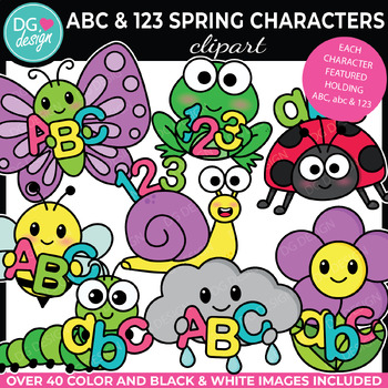 Preview of ABC & 123 Spring Clipart | Spring Clipart | Letters and Numbers | Display Art