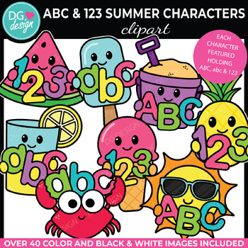 Preview of ABC & 123 Summer Clipart | Letters and Numbers Clip Art | Display Art