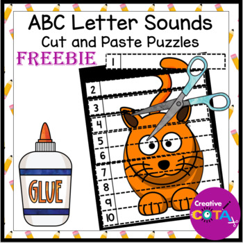 Preview of Free No Prep ABC Kindergarten Literacy or Math Center Activity Number Puzzles