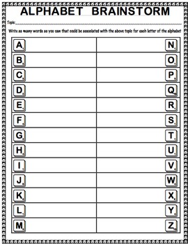 ABC Alphabet Brainstorm Activity by mskcpotter | TpT