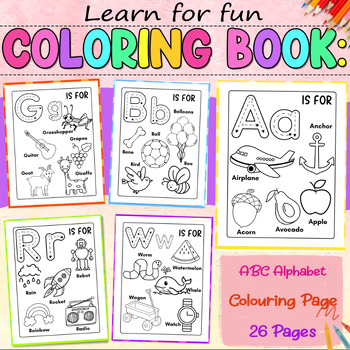 ABC Alphabet Colouring Page by Learn for funn | TPT