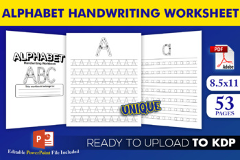 Preview of ABC Alphabet Handwriting Worksheets | KDP Interior Template Ready to Upload