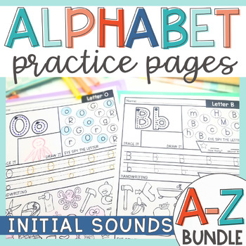 ABC Alphabet Initial Sound Activities BUNDLE A-Z Letter Handwriting ...