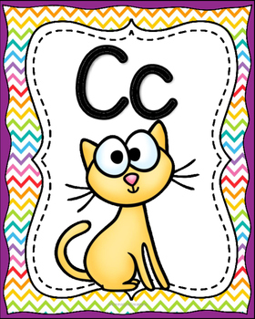 ABC Alphabet Posters Animal Theme! (Rainbow Chevron Background)