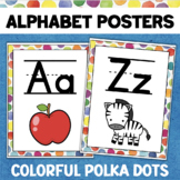 Colorful Alphabet Posters Polka Dot Classroom Theme Decor 