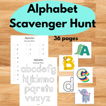 Preview of ABC Alphabet Scavenger Hunt Letter Recognition, Uppercase Lowercase Tracing