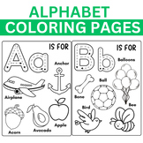 ABC Alphabet coloring pages, beginning sounds kindergarten