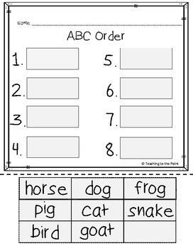 ABC Alphabetical Order Pack by Teaching to the Point | TpT