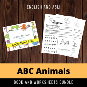 Preview of ABC Animal Book (Double-Sided) and Activity Worksheets