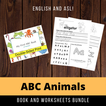 Preview of ABC Animal Book (Single-Sided) and Activity Worksheets