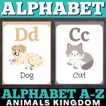 Preview of ABC Animal Kingdom Flashcards : Colorful Illustration, For K and PreK