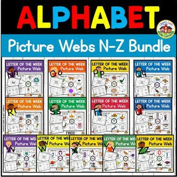 Preview of Alphabet Picture Webs | Graphic Organizers BUNDLE N to Z