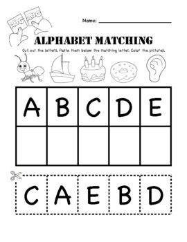 Abc Beginning Sound Pictures To Letters Match Id Cut And Paste Worksheets