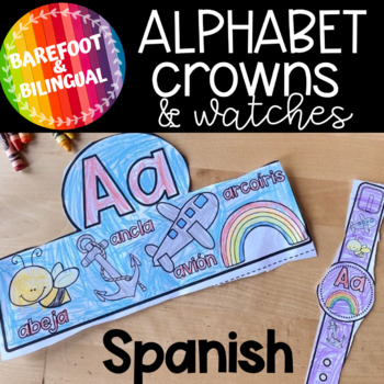 Preview of ABC Crowns and Watches Beginning Sounds - Spanish Crowns