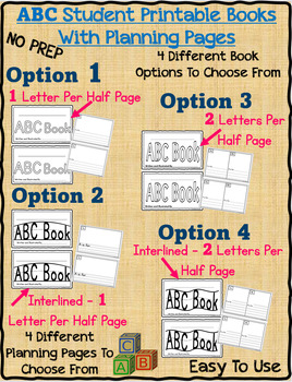 Preview of ABC Book Student Booklet Half Page Templates