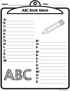 ABC Book Template Full Page by Rachel K Resources TPT