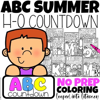 Preview of ABC COUNTDOWN COLORING TO SUMMER THEME DAYS HAT LUAU ICE CREAM MOVIE HULA DAY