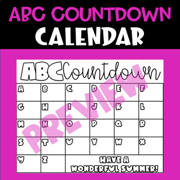 Abc Countdown Calendar Of Activities Teaching Resources TPT