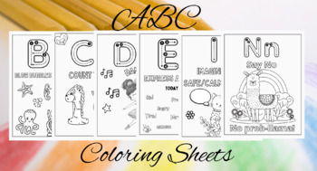 Preview of ABC Coloring Book Coping Skills Worksheets Letters A-C