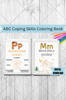 Preview of ABC Coloring Book with Coping Skills - Social Emotional Learning