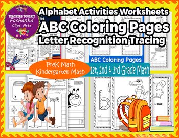 Preview of ABC Coloring Pages - Alphabet Activities Worksheets - Letter Recognition Tracing
