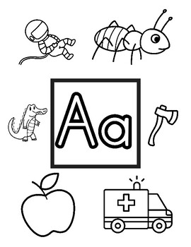 ABC Coloring Pages - Alphabet Identification - Beginning Sounds - No Prep