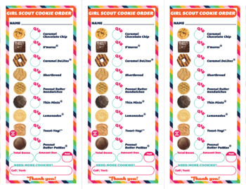 ABC Cookie Order Form Printable Download Girl Scout Inspired 3 UP